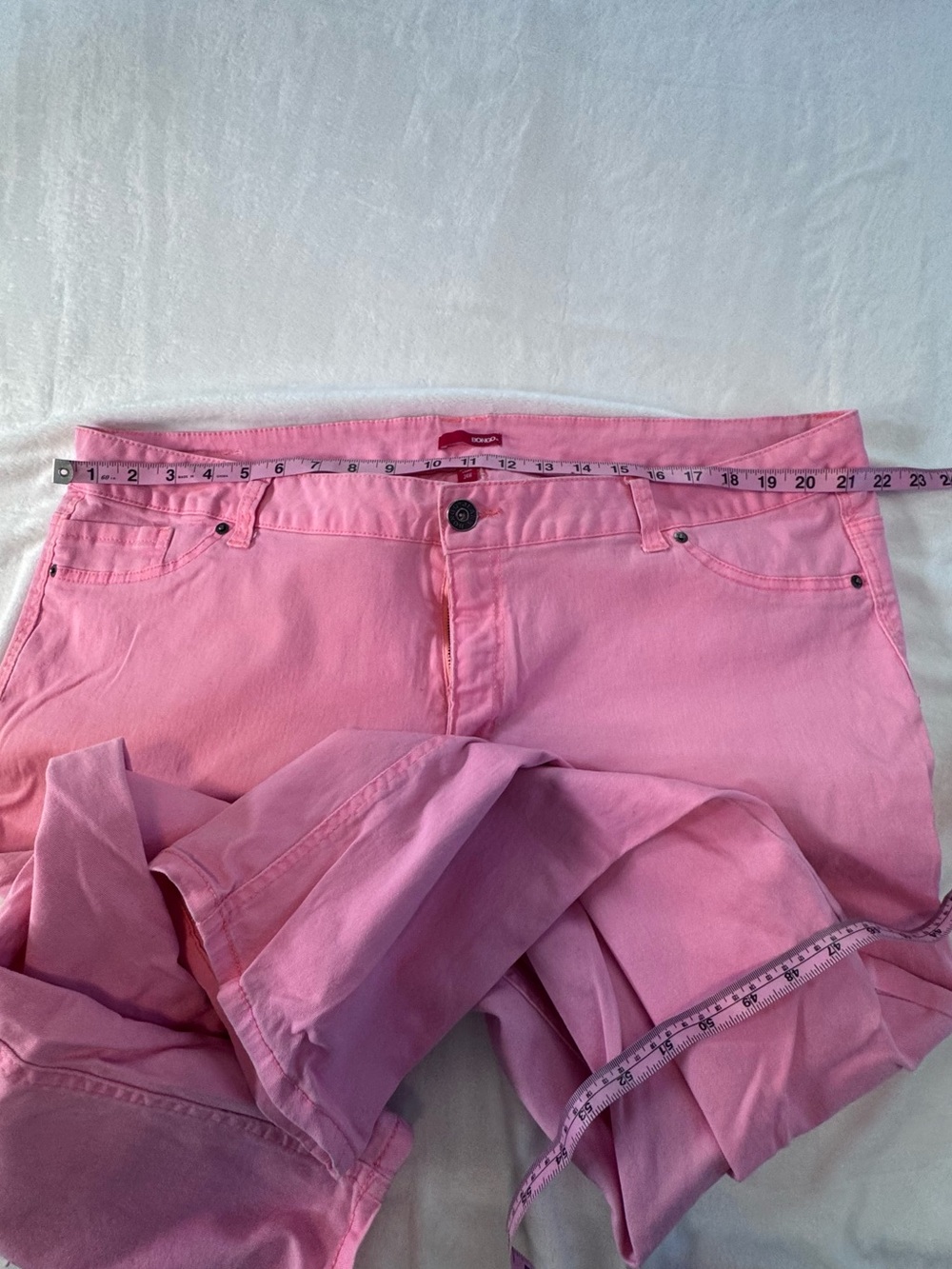 Bongo Pink Stretch Skinny Crop Jeans Size 24W Bright Barbiecore - Picture 6 of 11